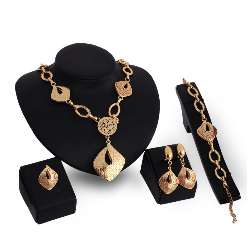 Alloy Necklace, Earrings, Bracelets, Rings, Jewelry Set