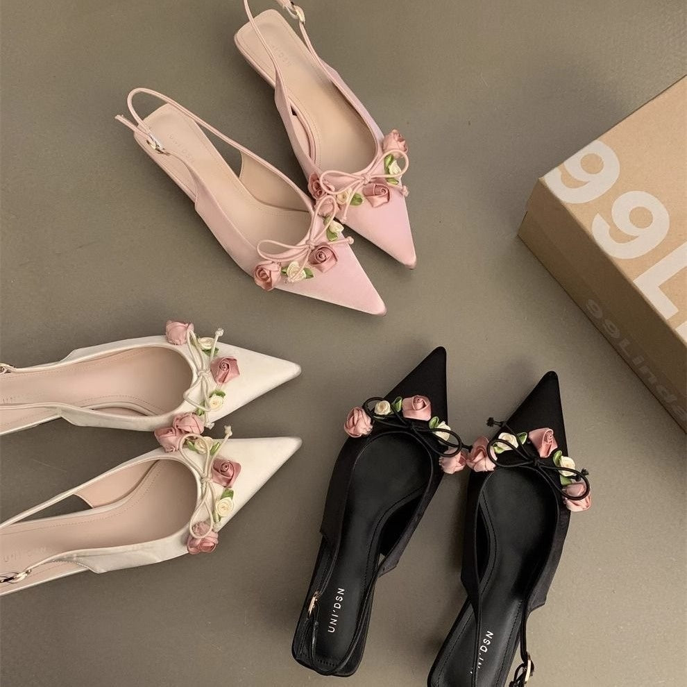 French Style Elegant Sandals With Skirt High Heels