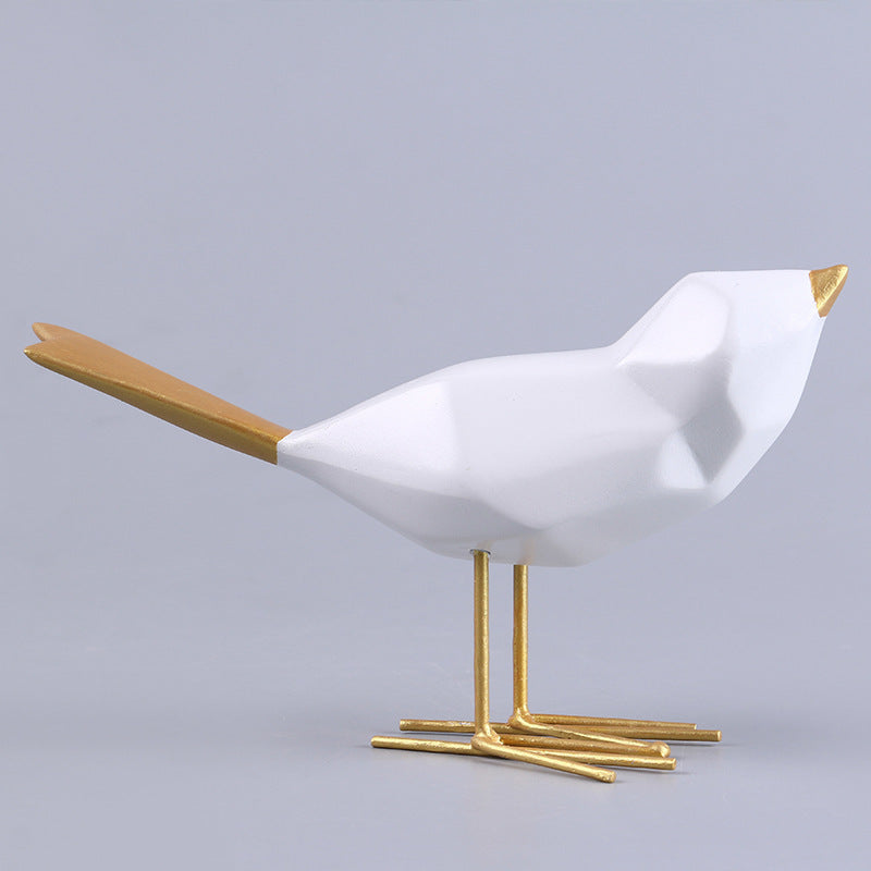 Gold And Silver Crafts Gift Origami Bird Hallway Home Resin Decorations