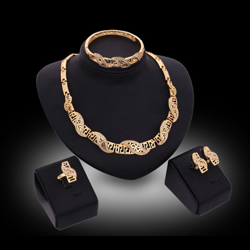 Four-piece Set Of New Hot Style Earrings Bracelets And Rings