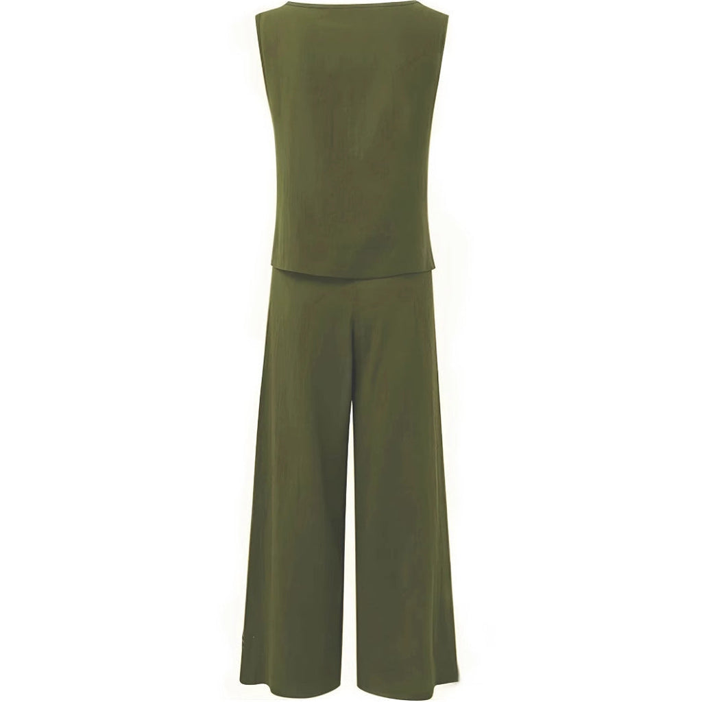 Women's 2-piece Minimalist Solid Color Casual Pants And Vest Set