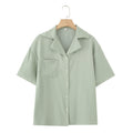 French Lapel Short Sleeve Shirt Outfit Loose Shorts Two-piece Set