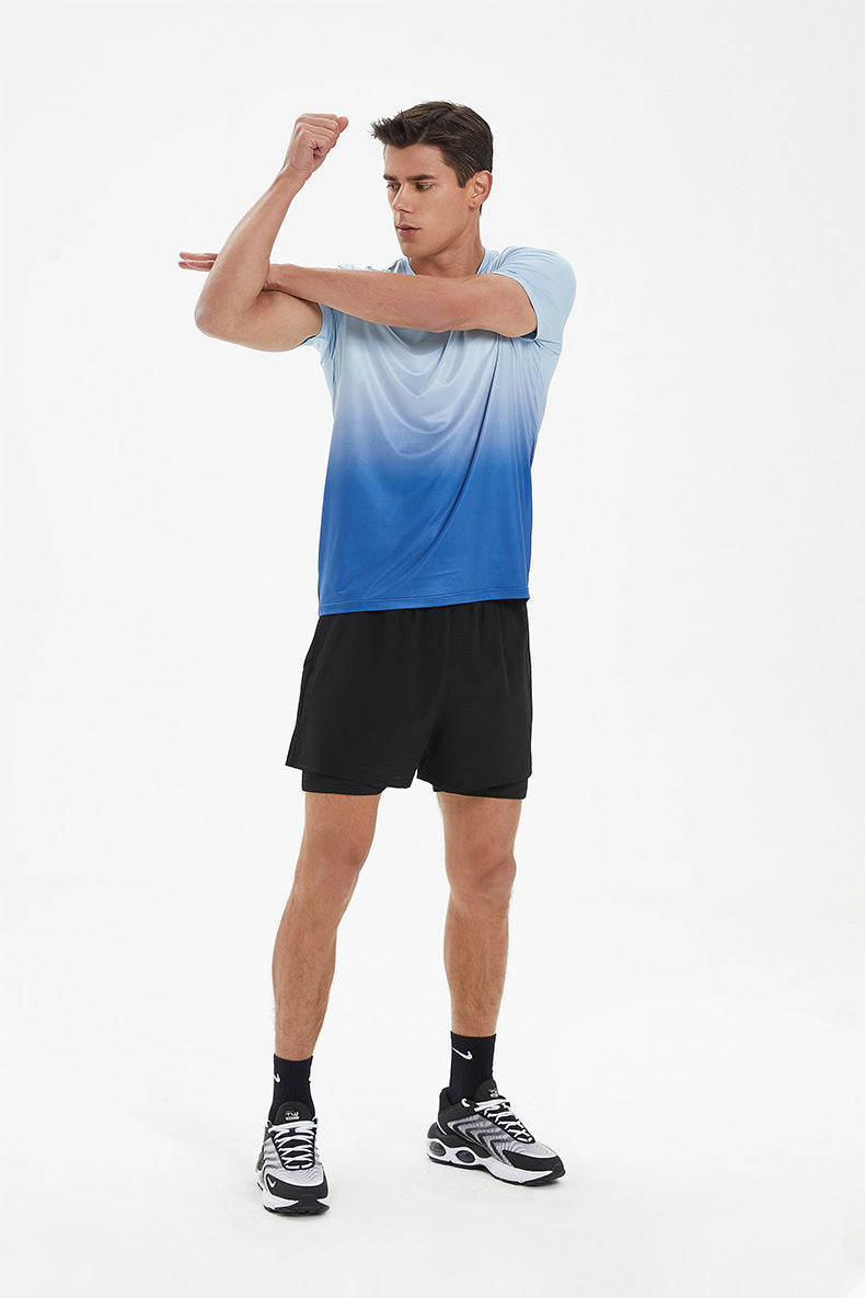 Sports Short Sleeve Men's Quick-drying Elastic Breathable Wicking Round Neck Muscle