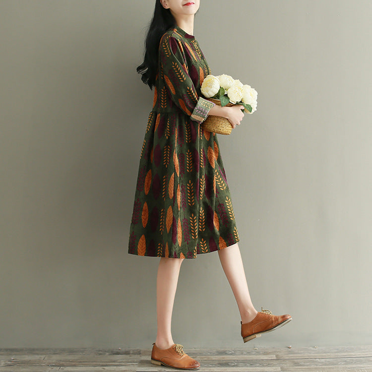 Retro plus size print dress