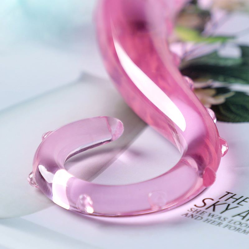 Cherry Pink Magic Wand Glass Dildo Vaginal And Anal Dual-use