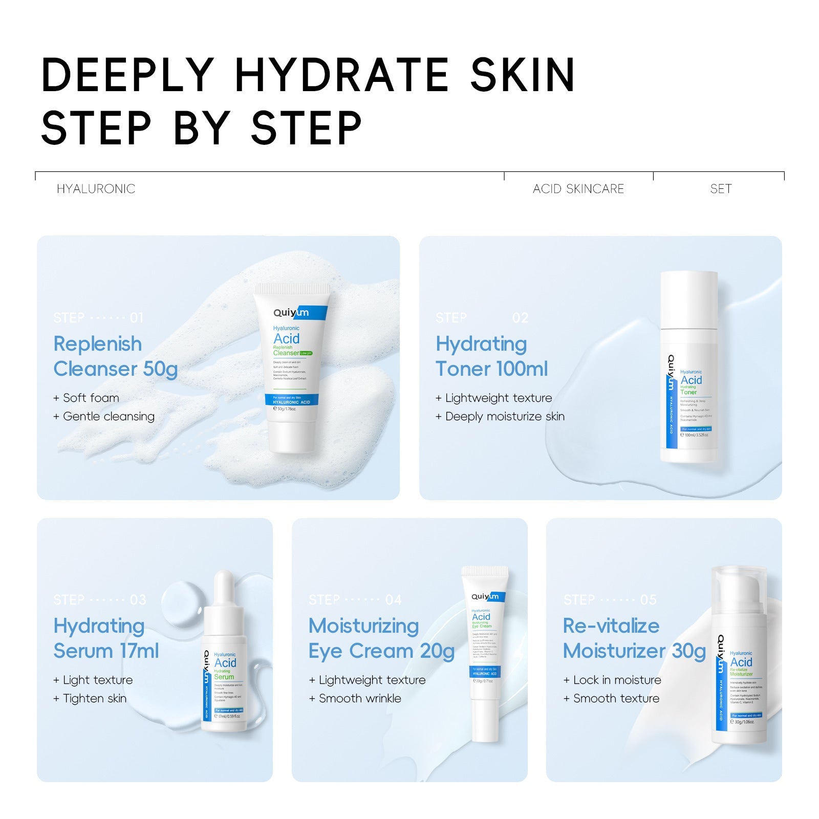 Hyaluronic Acid Skin Care Set 5-piece Set