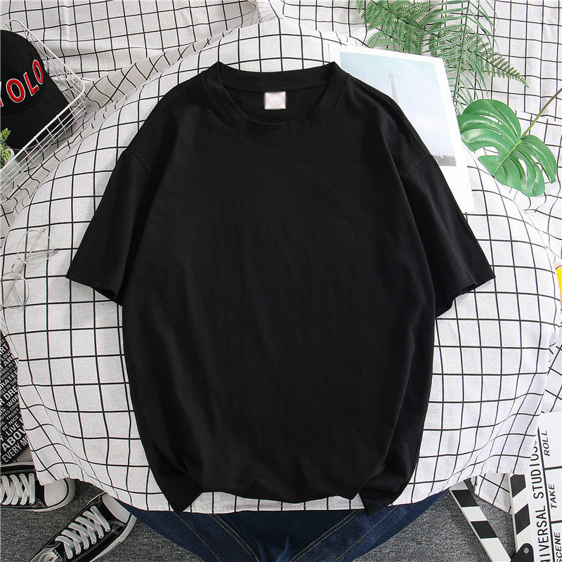 Hong Kong Style Solid Color Short-sleeved T-shirt Men