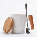 Simple Solid Color Mug With Wooden Handle Ceramic Mug