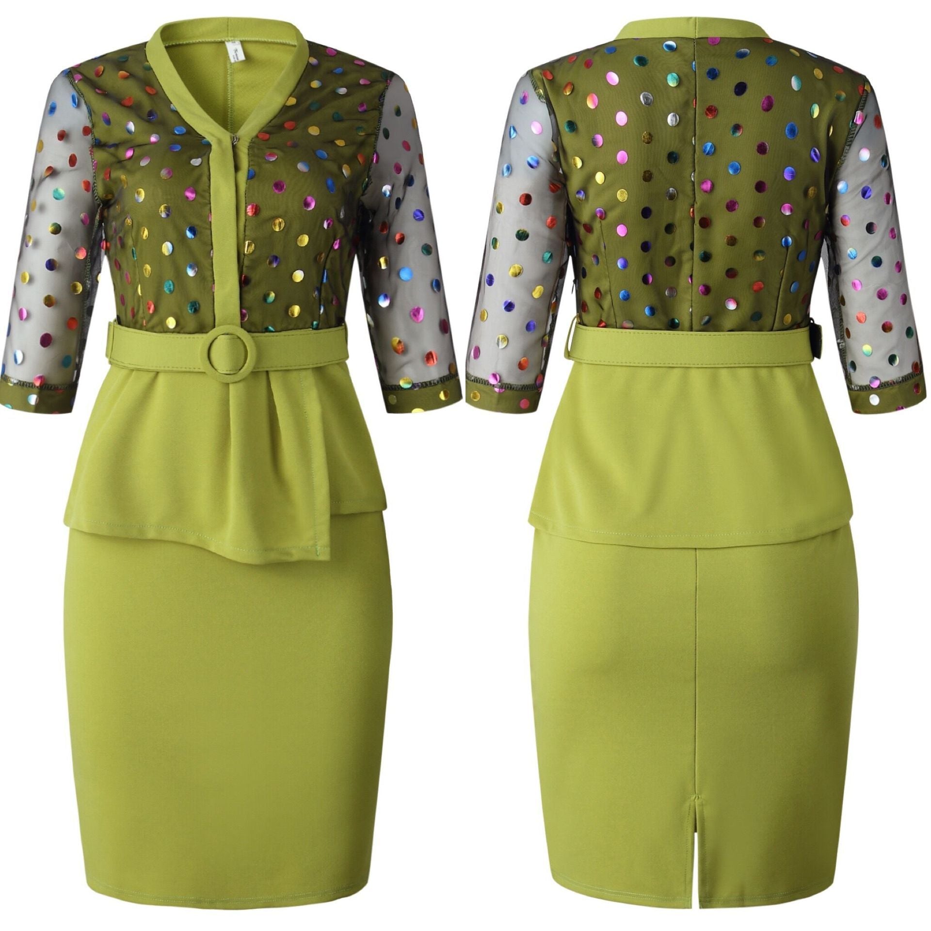 Stitching Polka Dot Large Size Dress Women