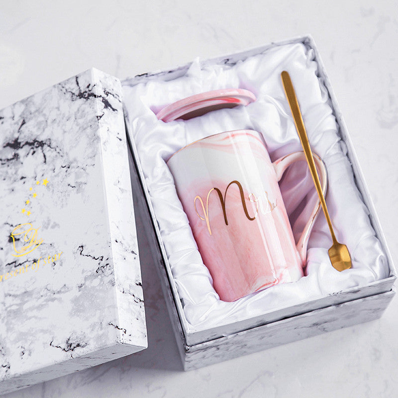 Ceramic Cup Custom Marble Pattern Bride Souvenir Couple Water Cup Wedding Gift