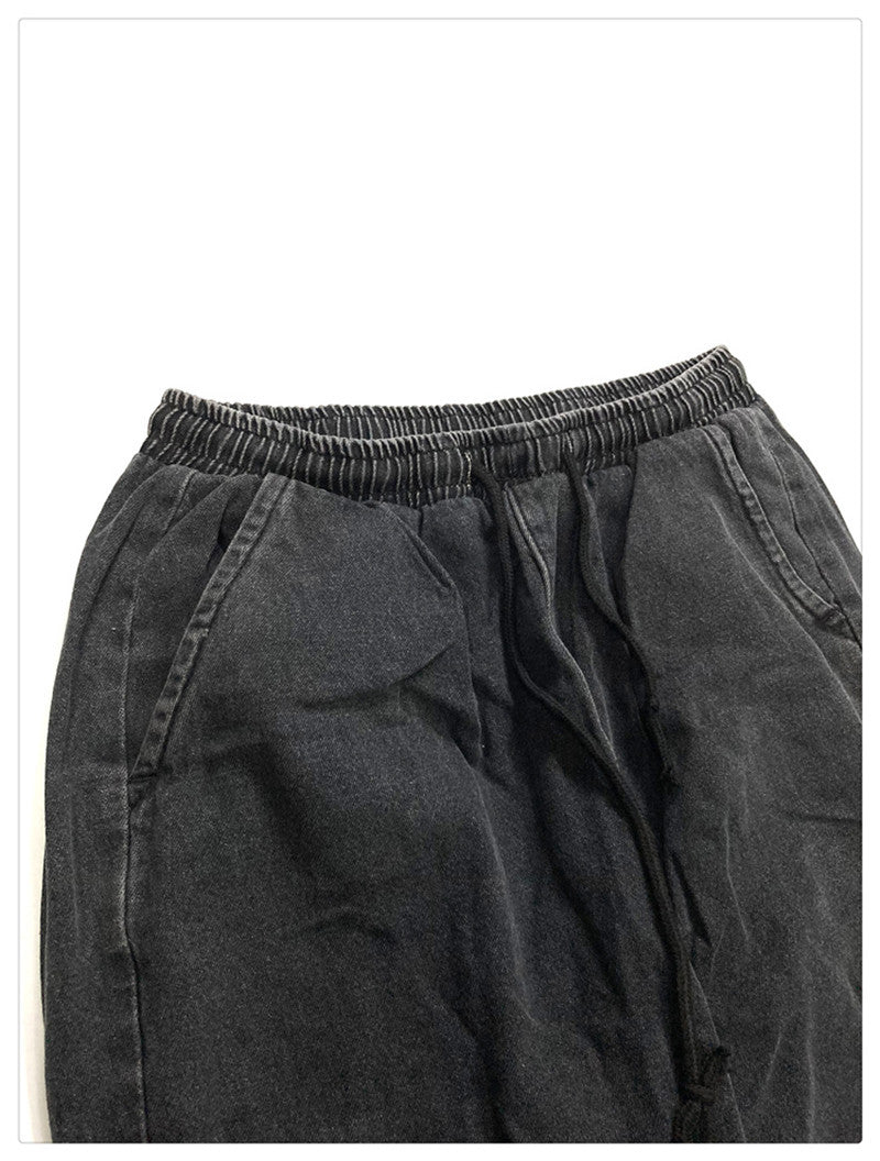 Jeans Men And Women Elastic Waist Loose Large Size Wide Leg Pants