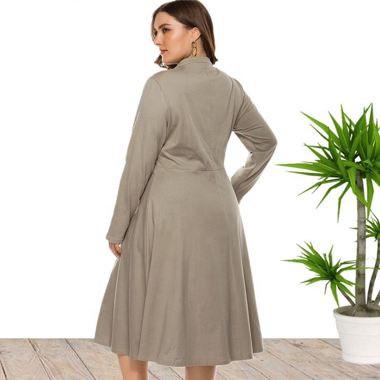 Large Size Women's Round Neck Lace Knitted Dress