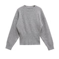 Women's Autumn And Winter Ribbed Woven O-neck Short Knitted Long Sleeve Sweater