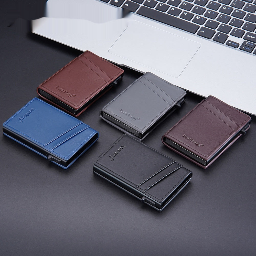 Simple Side Push Aluminum Box Card Holder Men