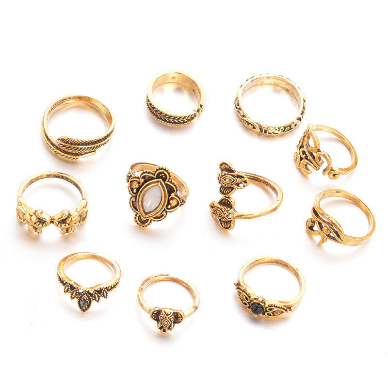 Women's Vintage Water Drop Diamond Ring Suit