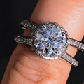 925 Sterling Silver Luxury Bold Big Wedding Rings Set For Bridal Women Engagement