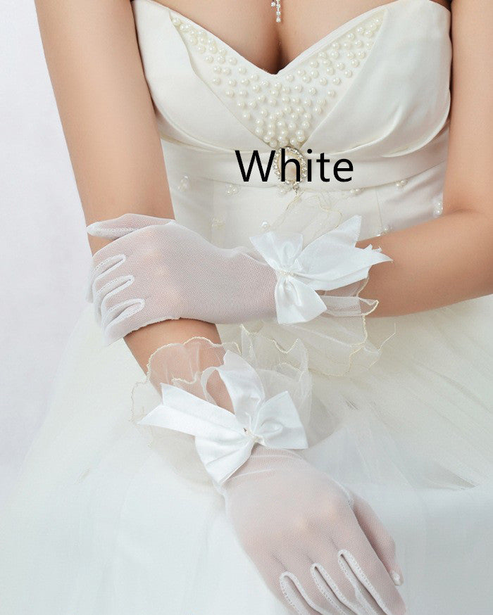 Wedding Bride Wedding Dress Evening Gloves Black Lace