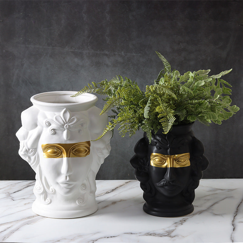 Human Face, Head Shape, Ceramic Vase, Handicraft Ornaments