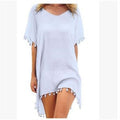 Women Blouses Loose Chiffon Dress Summer Beach Tunic Cover-Up Shirt