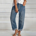 New Jeans Loose Leisure All-matching Simple And Thin Half-length Pants Straight-leg Pants Women