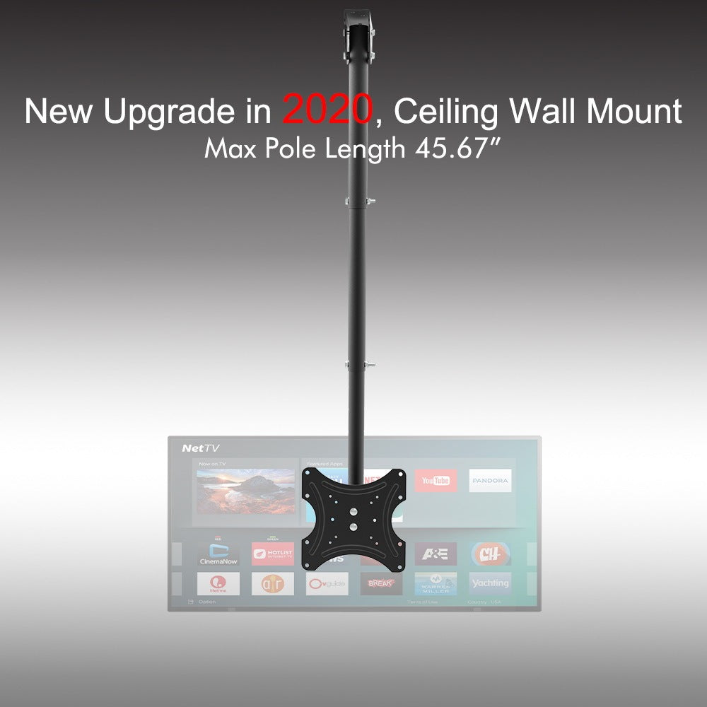 TV Ceiling Bracket, Length Adjustable 360 Degree Rotation, Up And Down 5-15 Degrees, Load Capacity 25kg
