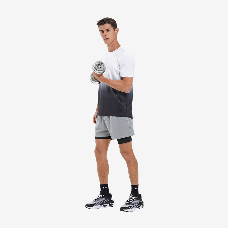 Sports Short Sleeve Men's Quick-drying Elastic Breathable Wicking Round Neck Muscle
