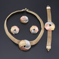 Three-color earrings, necklaces and bracelets set