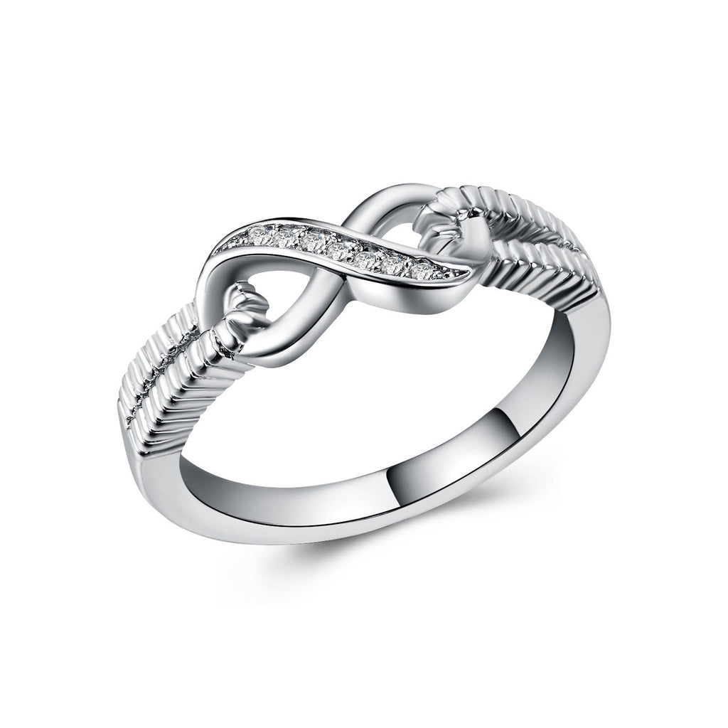 Fashion Women's Rings Copper Plated White Gold and Zircon Wedding Rings