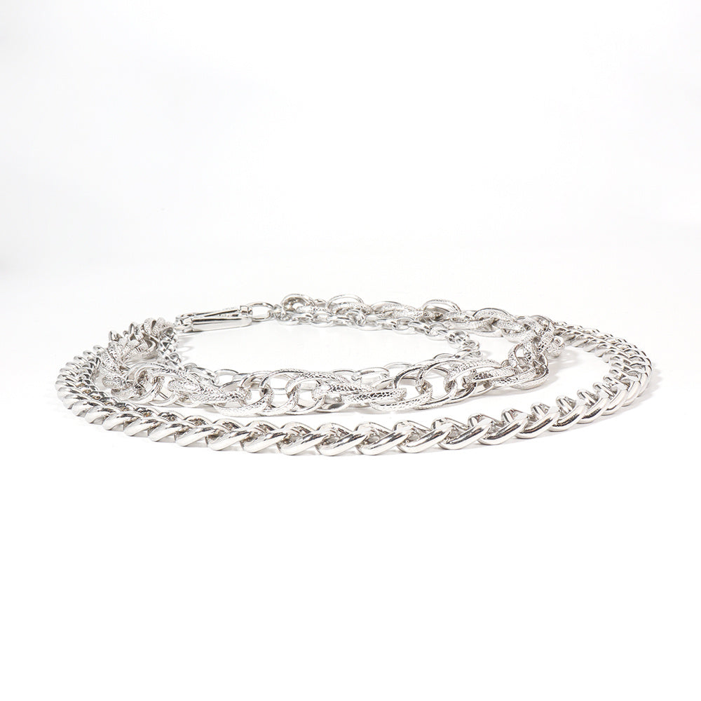 Hip Hop Fashion Pants Chain Men And Women Advanced Sense Multi Ring Silver Metal Chain Heavy Metal Industrial Style Jeans Hip-hop Accessories