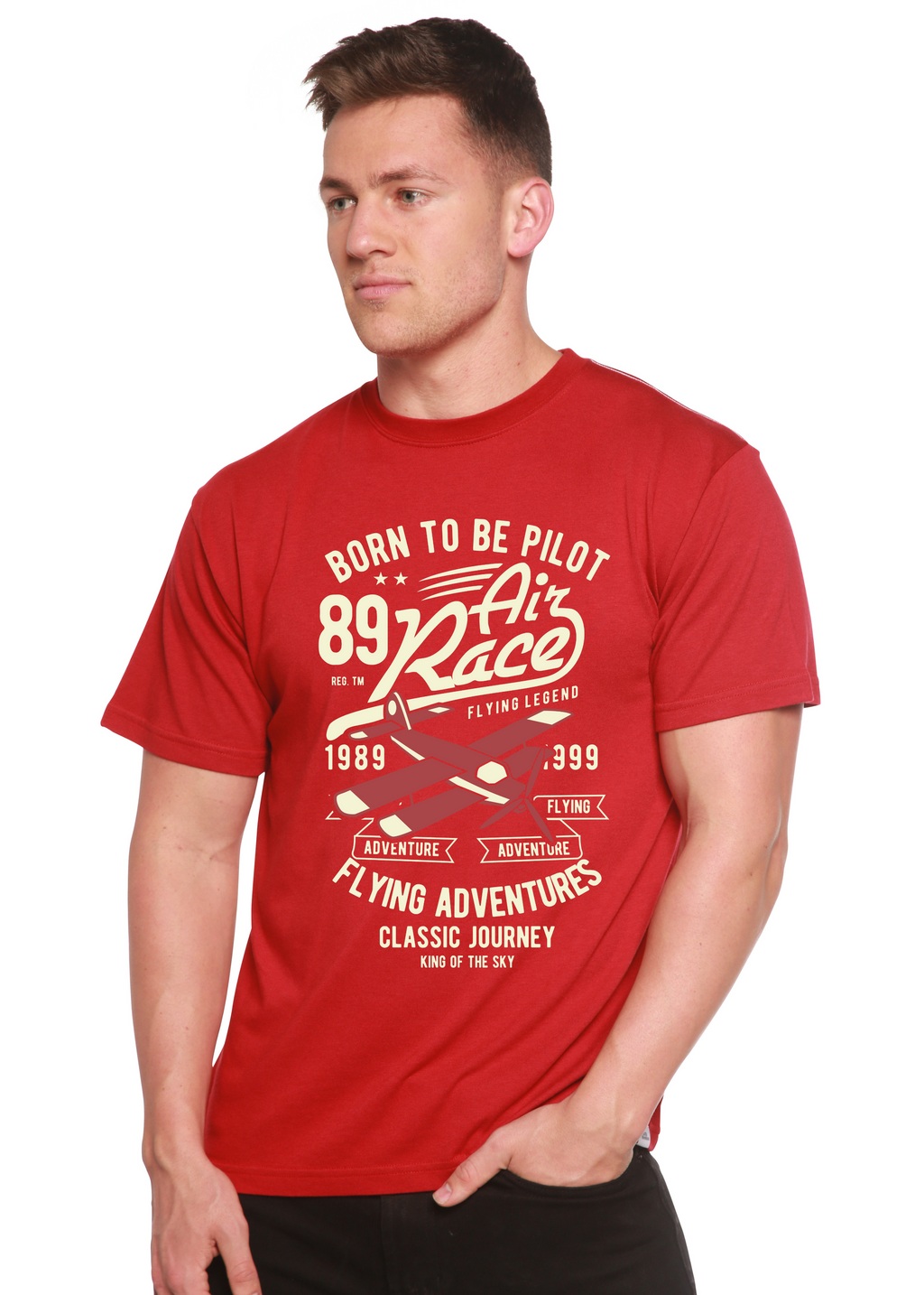 Born To Be Pilot Men's Bamboo Viscose/Organic Cotton Short Sleeve Graphic T-Shirt