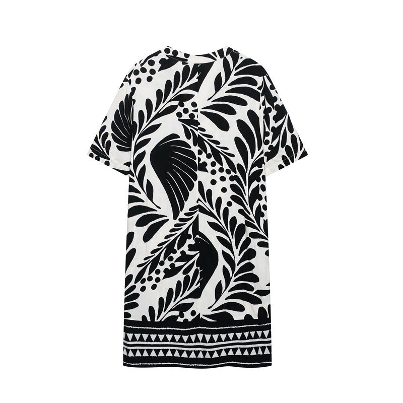 Summer Ethnic Print Viscose Skirt Dress