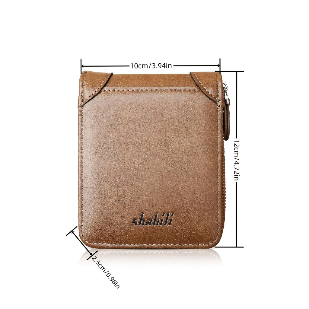 Fashionable Men's Wallet, Short Casual, Retro Zipper Youth European And American Fashion Wallet, Large Capacity, Super Practical