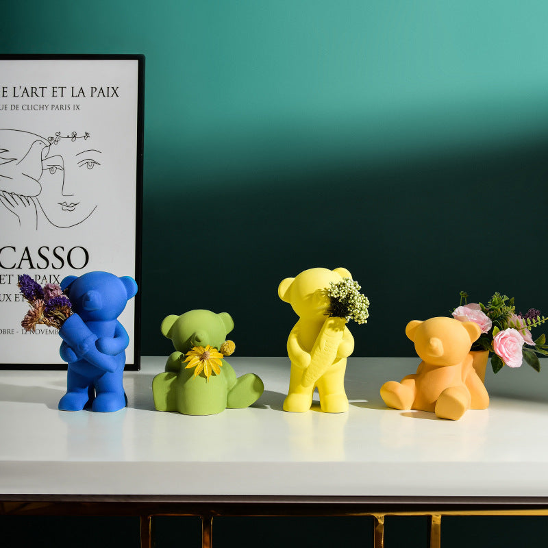 Creative Ceramic Small Vase Decoration Light Luxury Violent Bear TV Cabinet Decoration