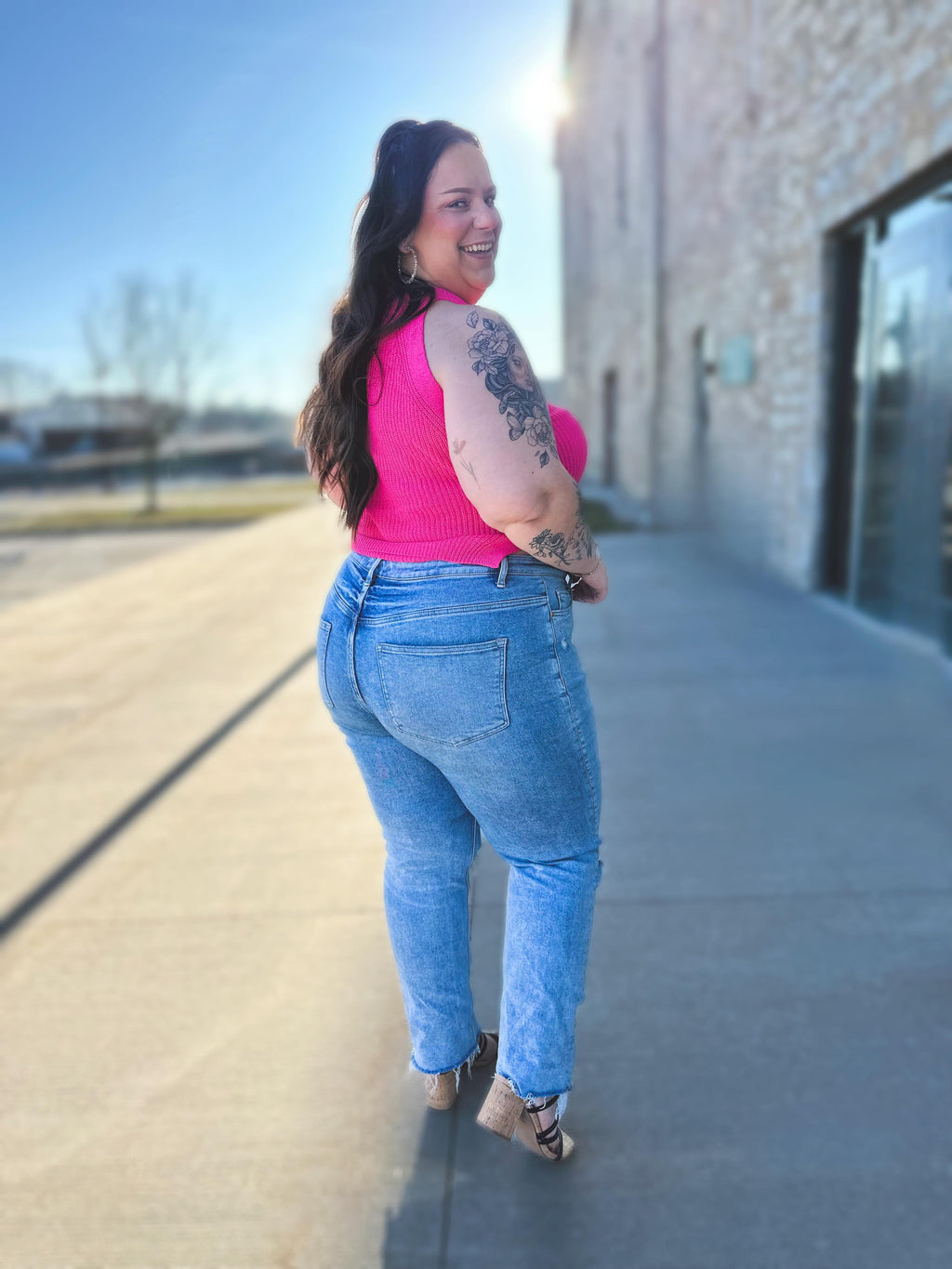 Previous Engagement Halter Neck Sweater Tank in Pink