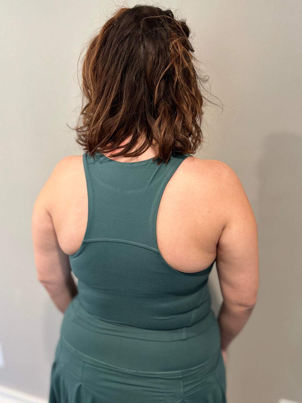 Get Moving Racer Back Crop Tank in Everglade Green