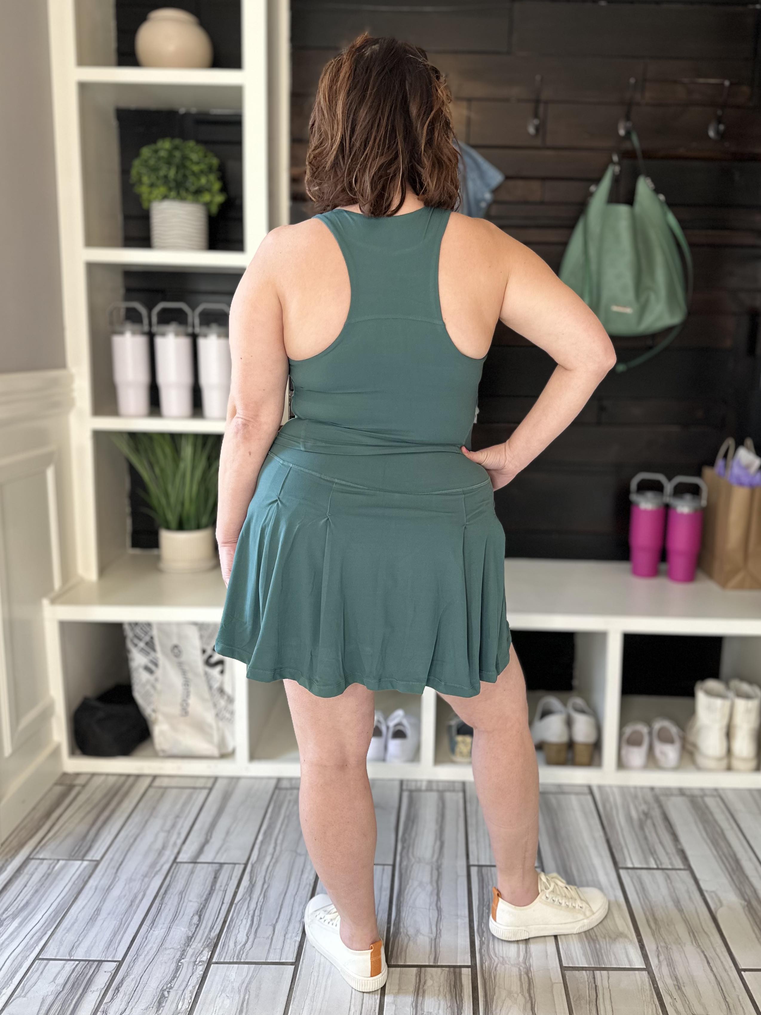Get Moving Racer Back Crop Tank in Everglade Green