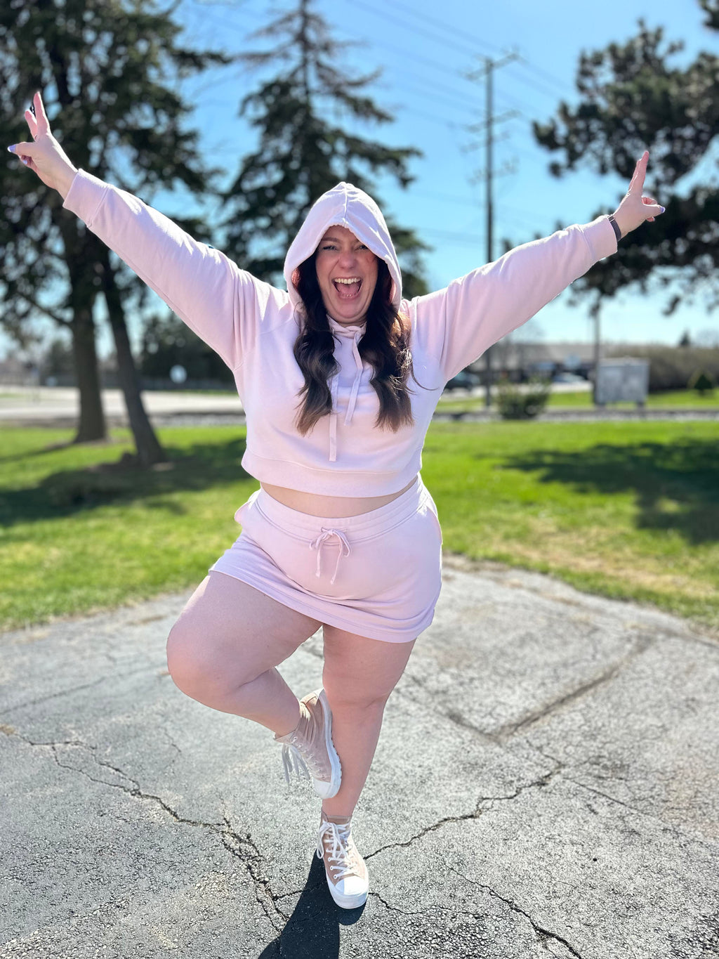 Had Me in the First Half Pullover Hoodie in Baby Pink