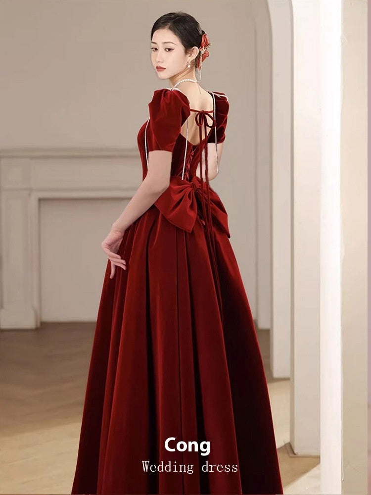 Toast Bride Red Velvet Wedding Dress