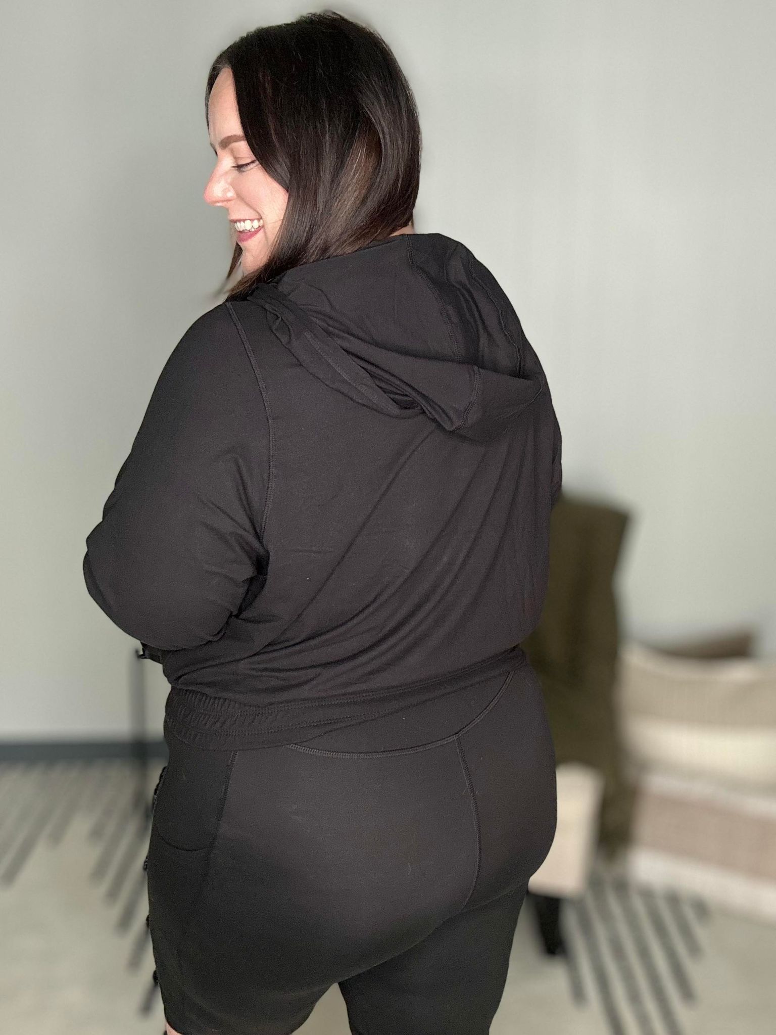 Morning Run Half Zip Hoodie in Black