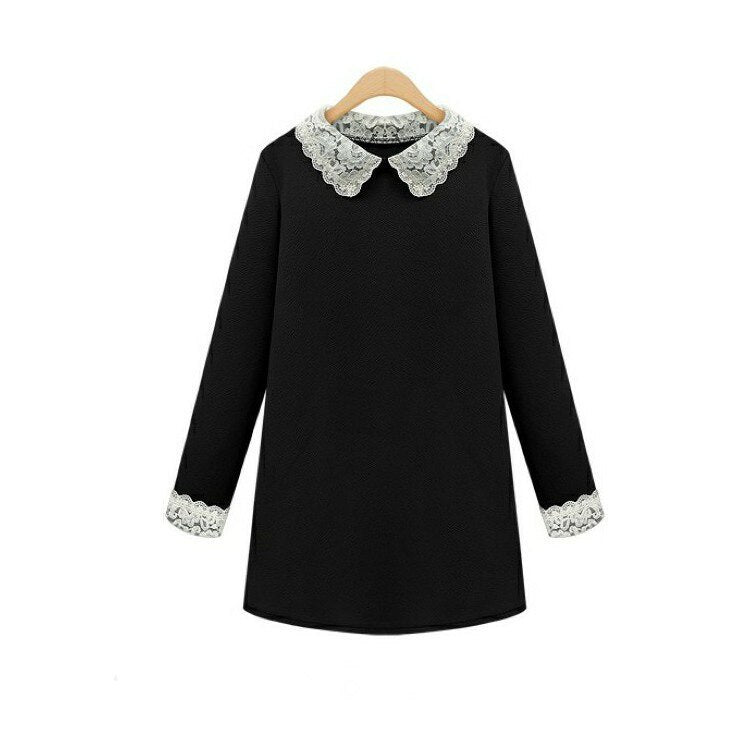 Lace collar plus size dress