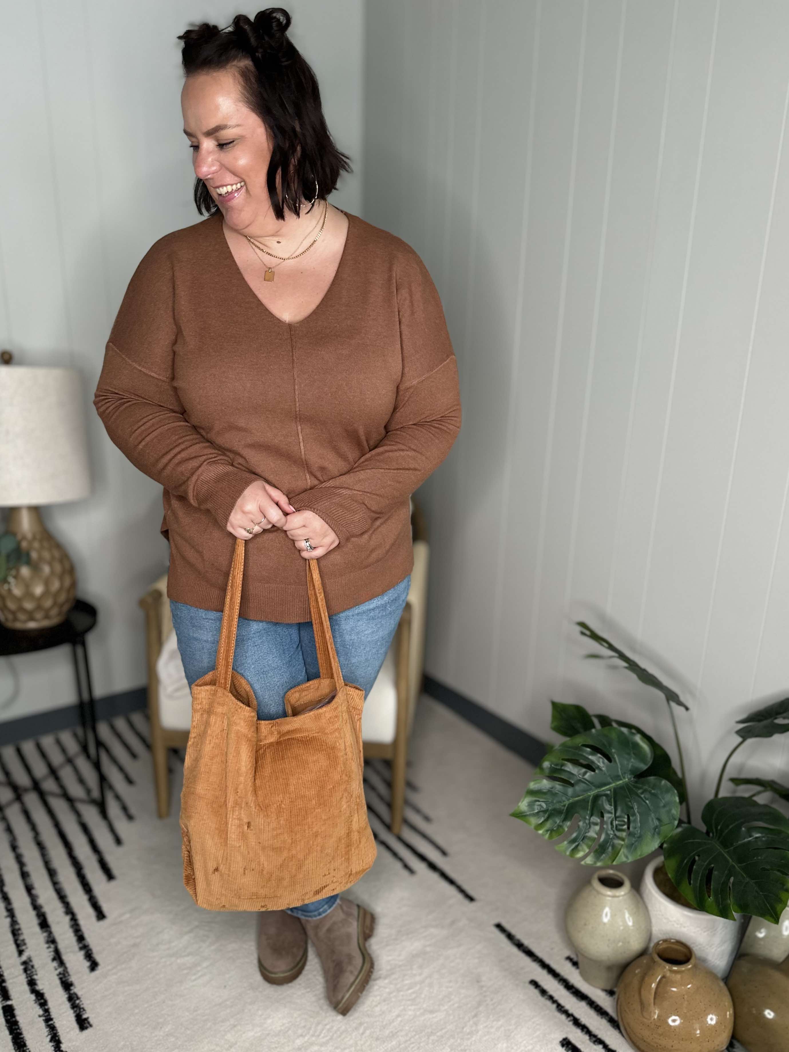Last Minute Corduroy Tote in Black