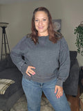 Quick Fix Mineral Wash Crew Neck Pullover in Black