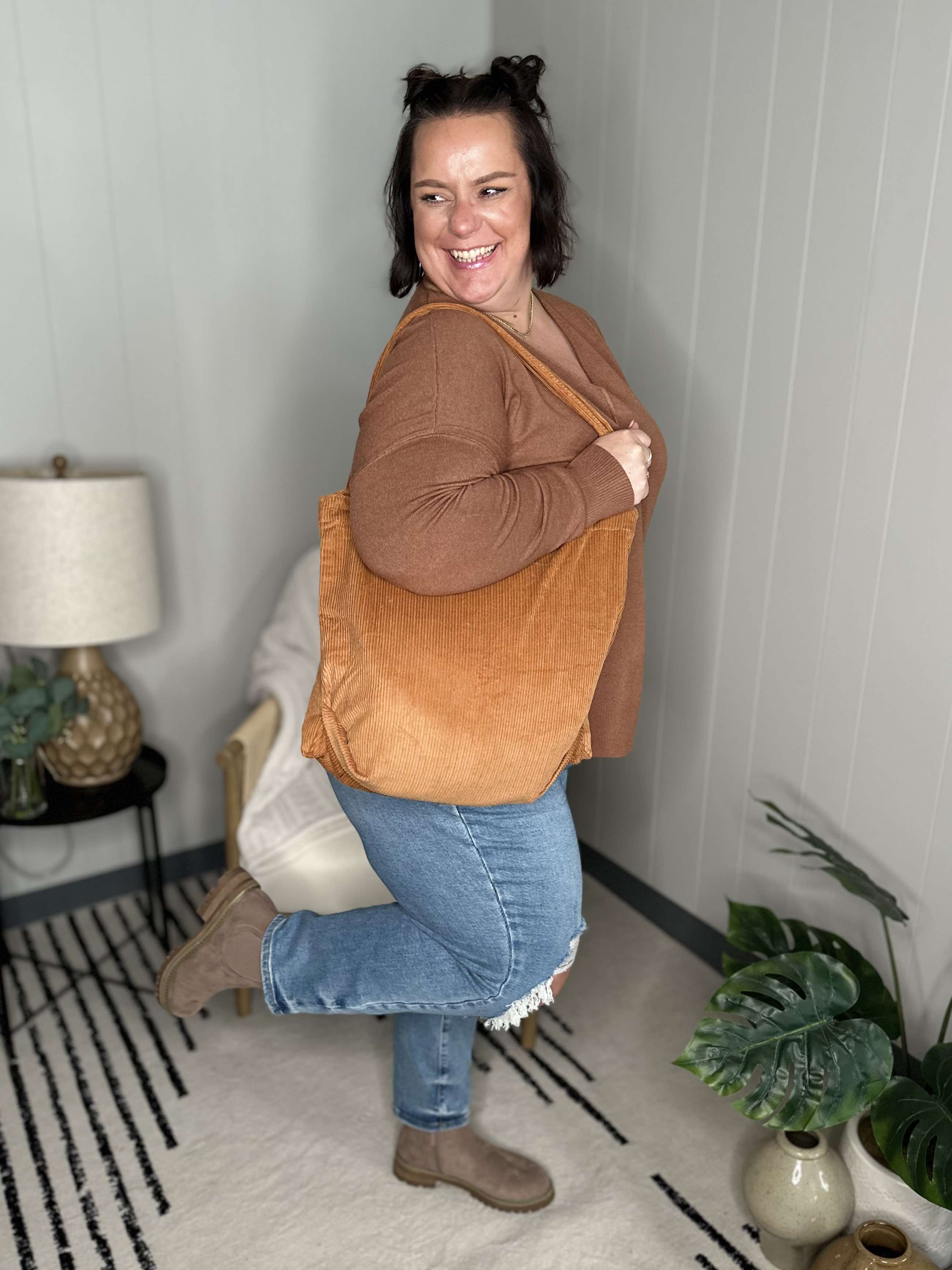 Last Minute Corduroy Tote in Black