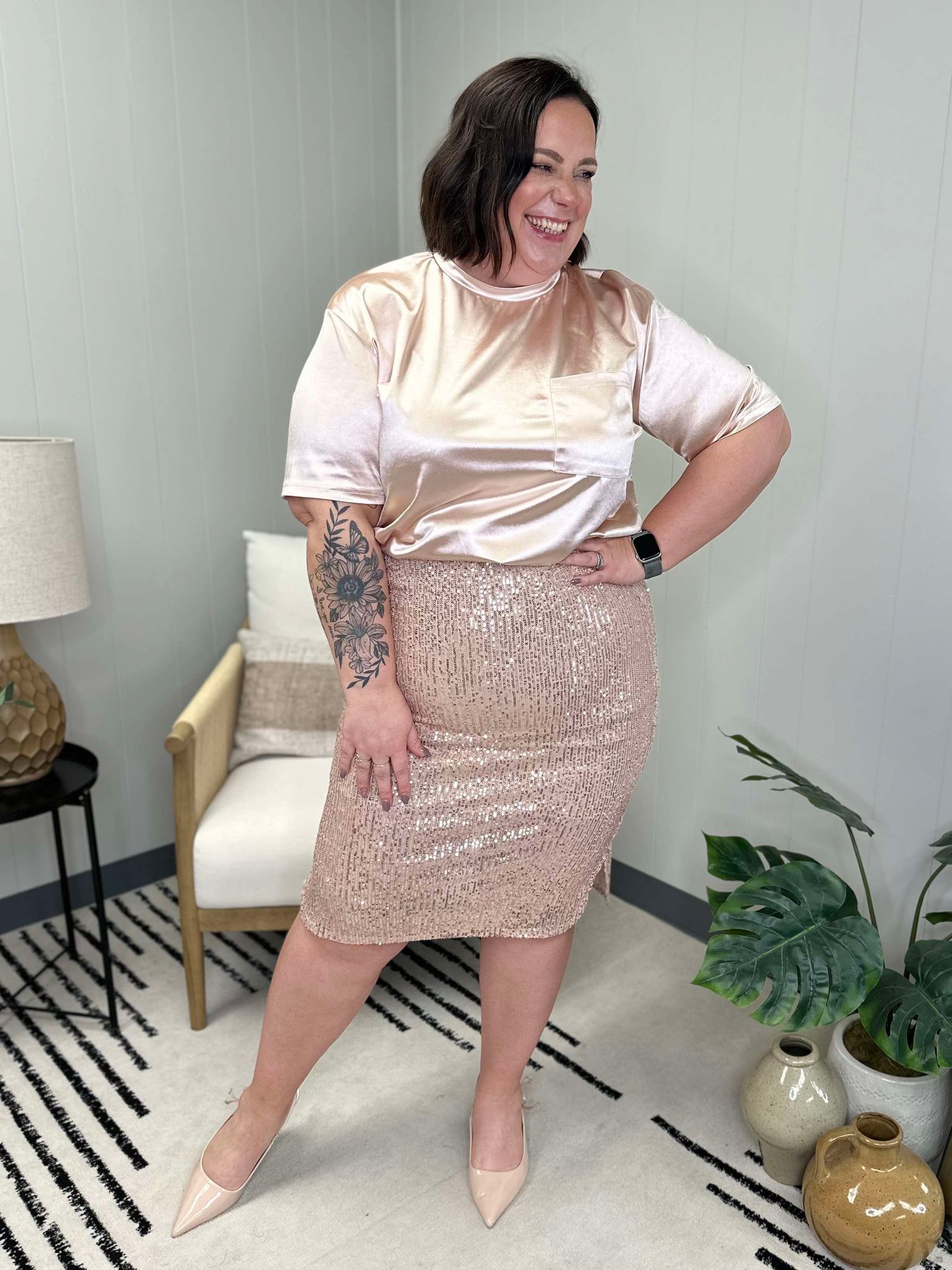 Gilded Age Sequin Skirt in Champagne