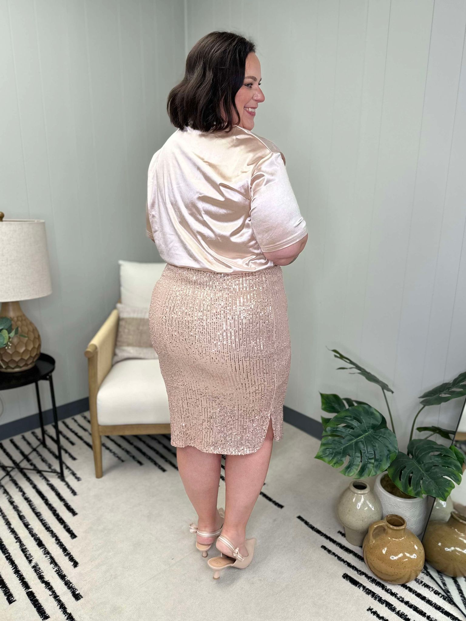 Gilded Age Sequin Skirt in Champagne