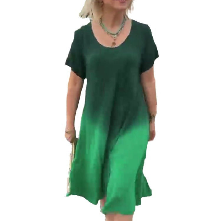 Korean Style Sense Of Design Gradient Mid-length Dress