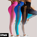 3 Pack Women's Gradient Color Butterfly Hollow High Waist Butt Lifting Long Fitness Pants, Seamless Leggings For Women High Waist Yoga Pants, Scrunch Butt Lifting Elastic Tights