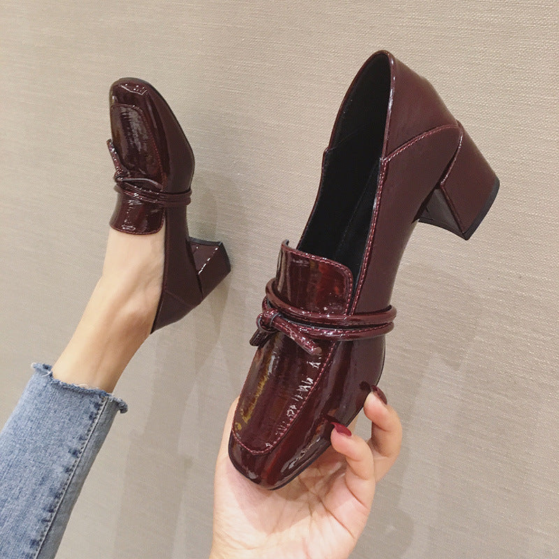 White Pillow Crane Leather Shoes For Women Spring New British Style
