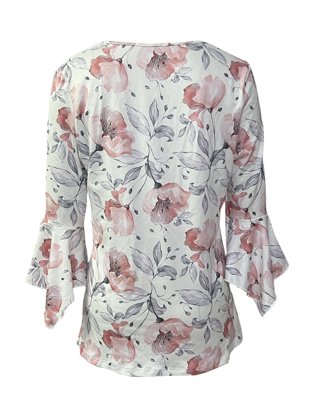 Spring And Autumn New Printed Spike Button Irregular Three-quarter Sleeve T-shirt Casual Top