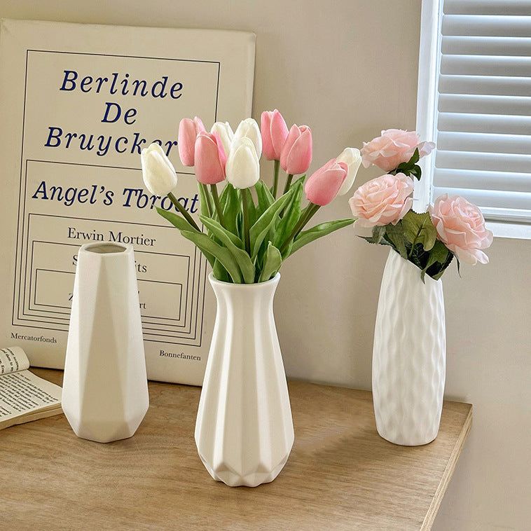 Tulip Vase Creative Living Room Flower Arrangement White Flower Device